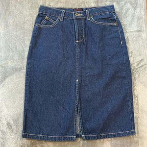 TOMMY JEANS Women’s‎ Midi Split Front Dark Denim Skirt Size 1